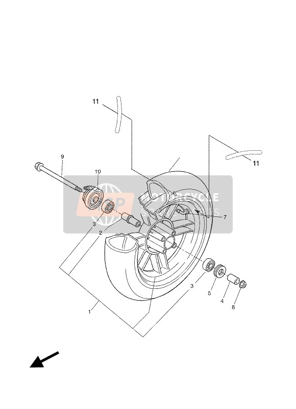 5RYF51683000, Wiel Voorzijde (Bianco Ros), Yamaha, 0